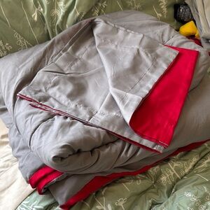 Gray and Red Reversible Comforter